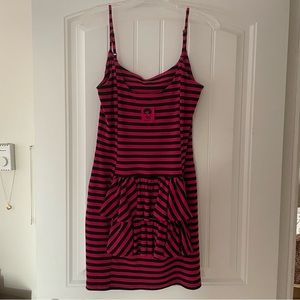 Betsey Johnson Archive Hot Pink & Black Bustle Dress Size L